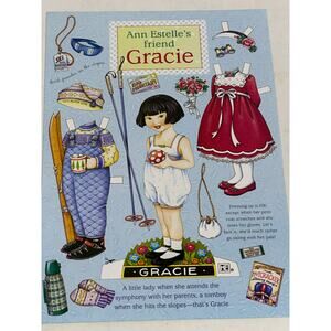 Mary Engelbreit Gracie Paper Doll Skiing and Red Dress 8x11" ~ 260401-WH 1059